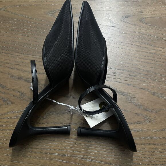 A New Day Womens Mesh Heels Size 11 Black Slip On 4" Party Night Out Pointed Toe - Picture 4 of 8